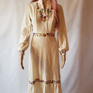 Vintage embroidered cotton prairie dress